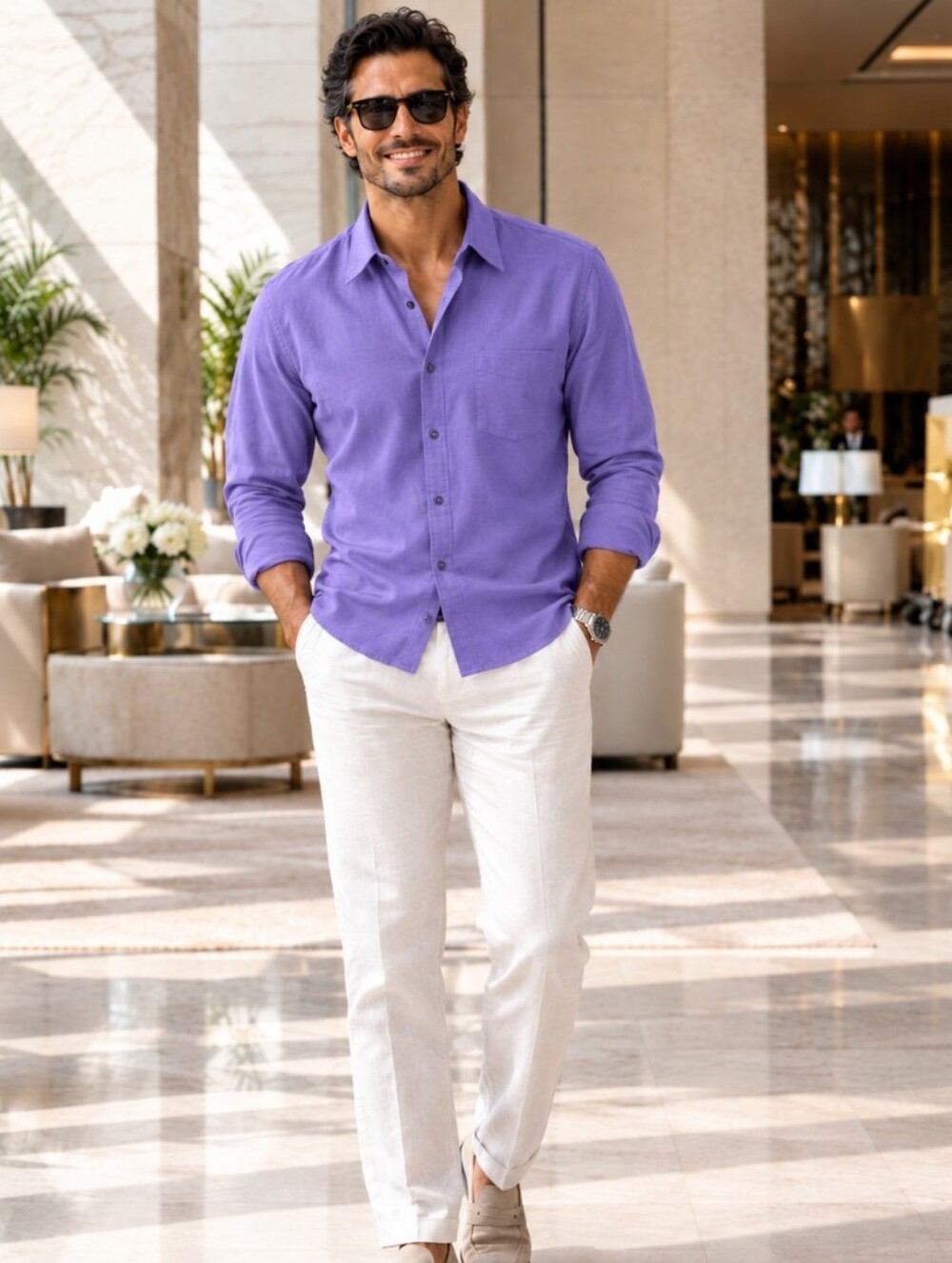 Geoffrey Beene Men's Lavender Purple Dress Shirt